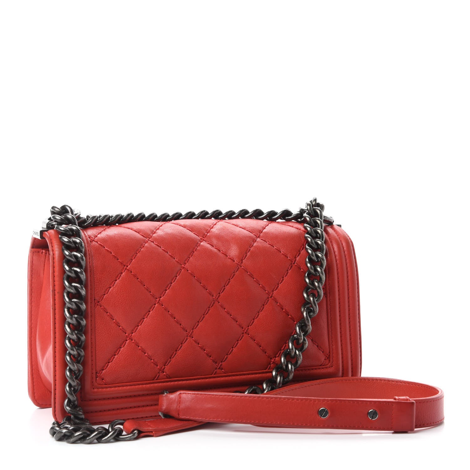 Chanel Calfskin Quilted Double Stitch Medium Boy Flap Red 3 of 20