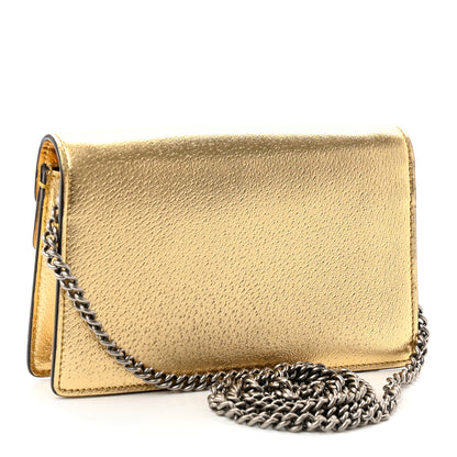 Gucci Metallic Textured Calfskin Crystal Mini Dionysus Shoulder Bag Gold 3 of 8