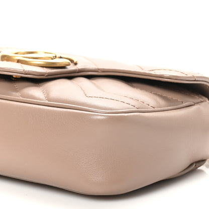Gucci Calfskin Matelasse Super Mini GG Marmont Shoulder Bag Porcelain Rose 10 of 10