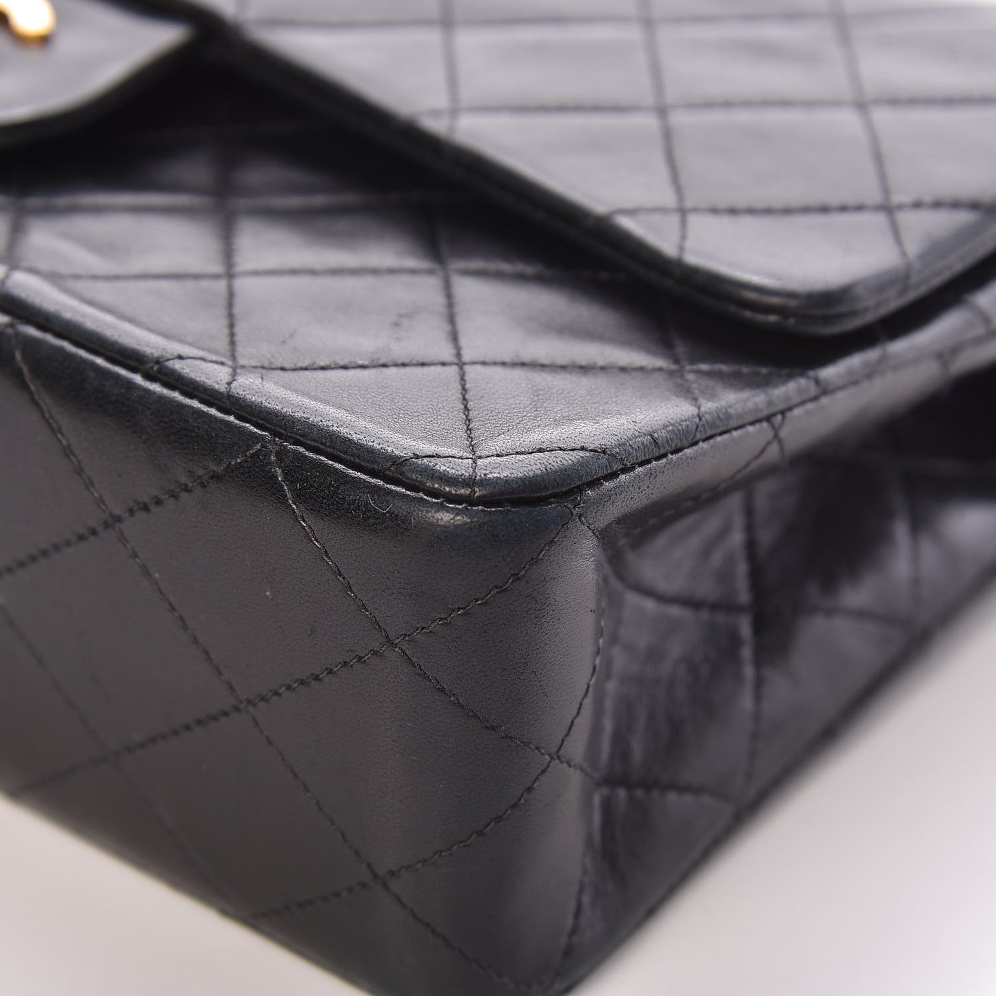 Lambskin Quilted Medium Double Flap Black