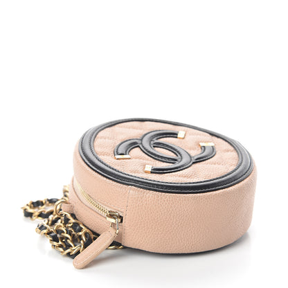 Chanel Caviar Quilted Round Filigree Crossbody Beige Black 3 of 8
