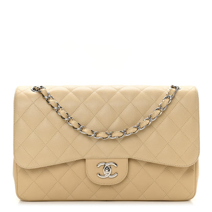 Chanel Caviar Quilted Jumbo Double Flap Light Beige 1 of 11