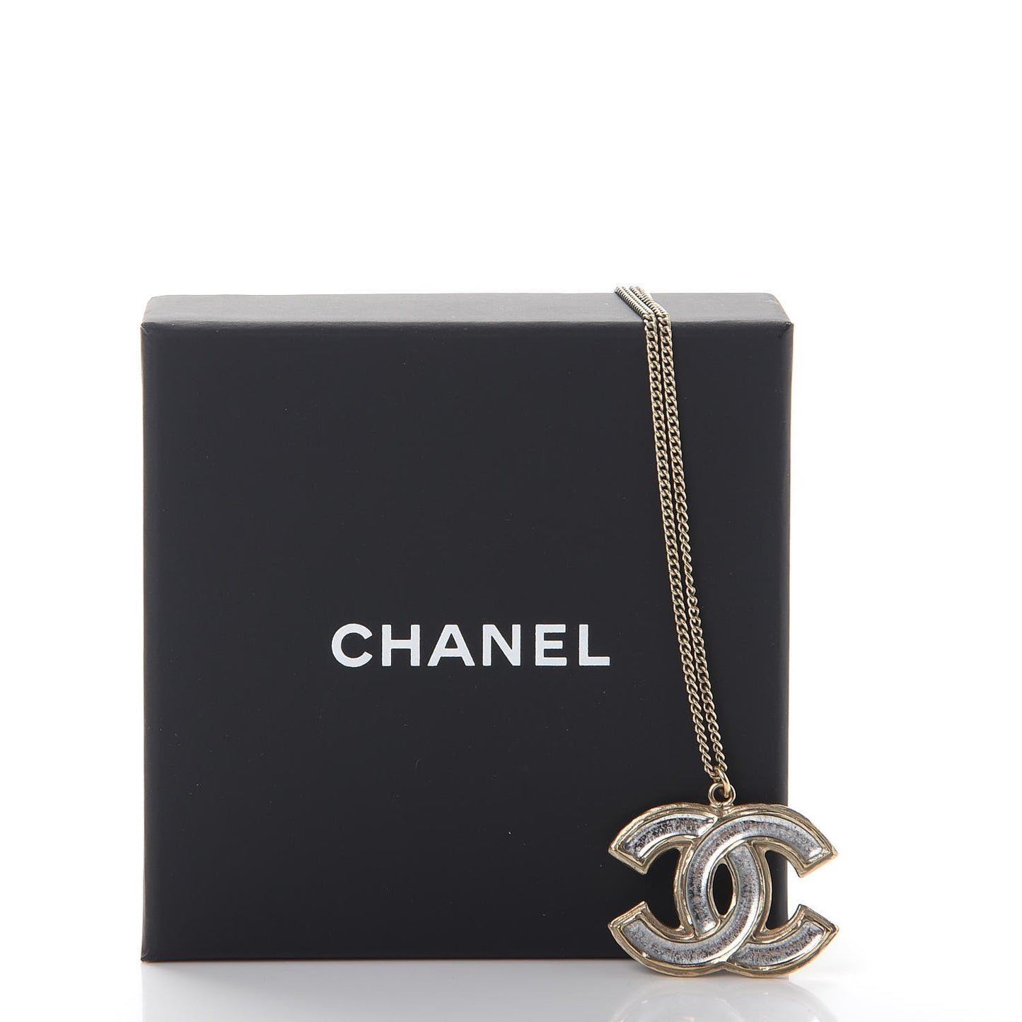 Enamel CC Pendant Necklace Gold Silver