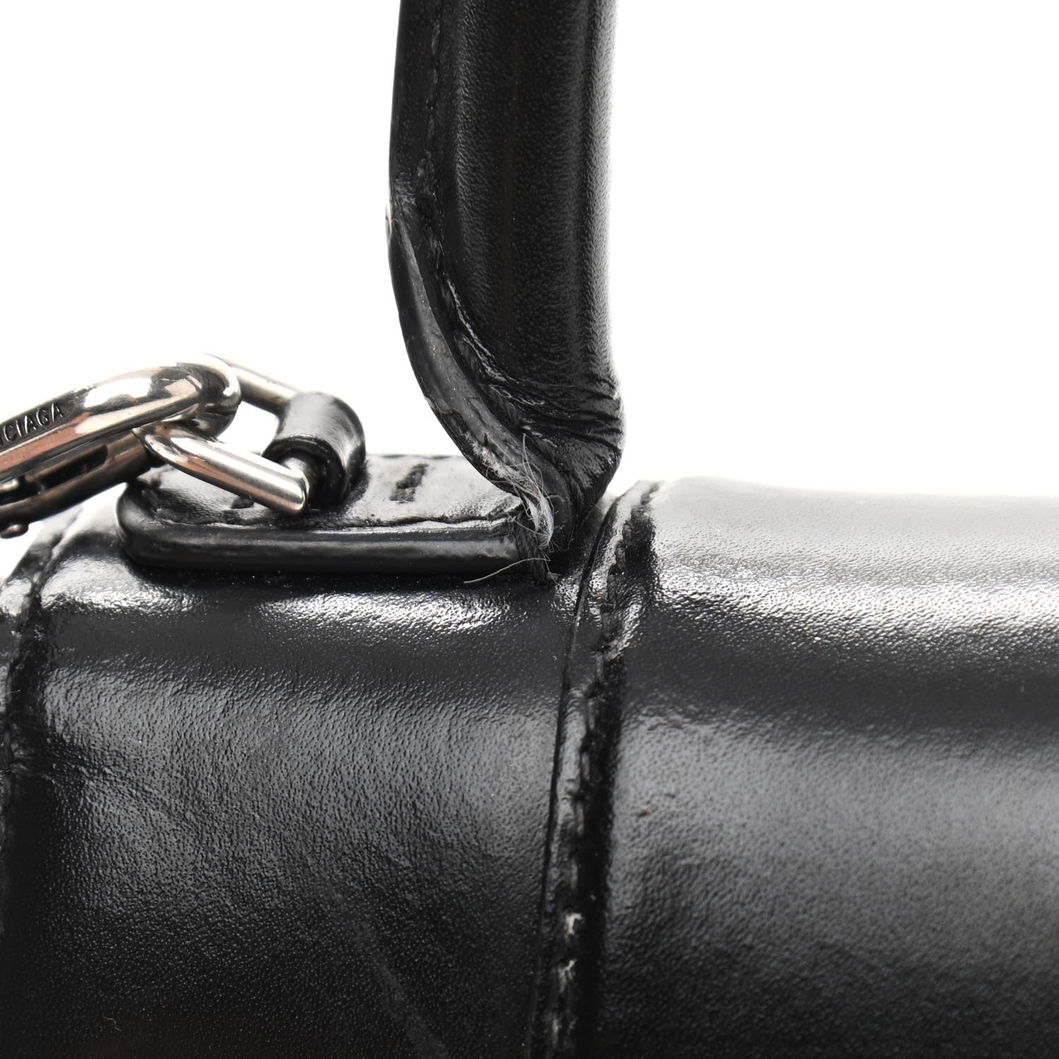Balenciaga Shiny Box Calfskin Graffiti Logo Small Hourglass Top Handle Bag Black Silver 11 of 18