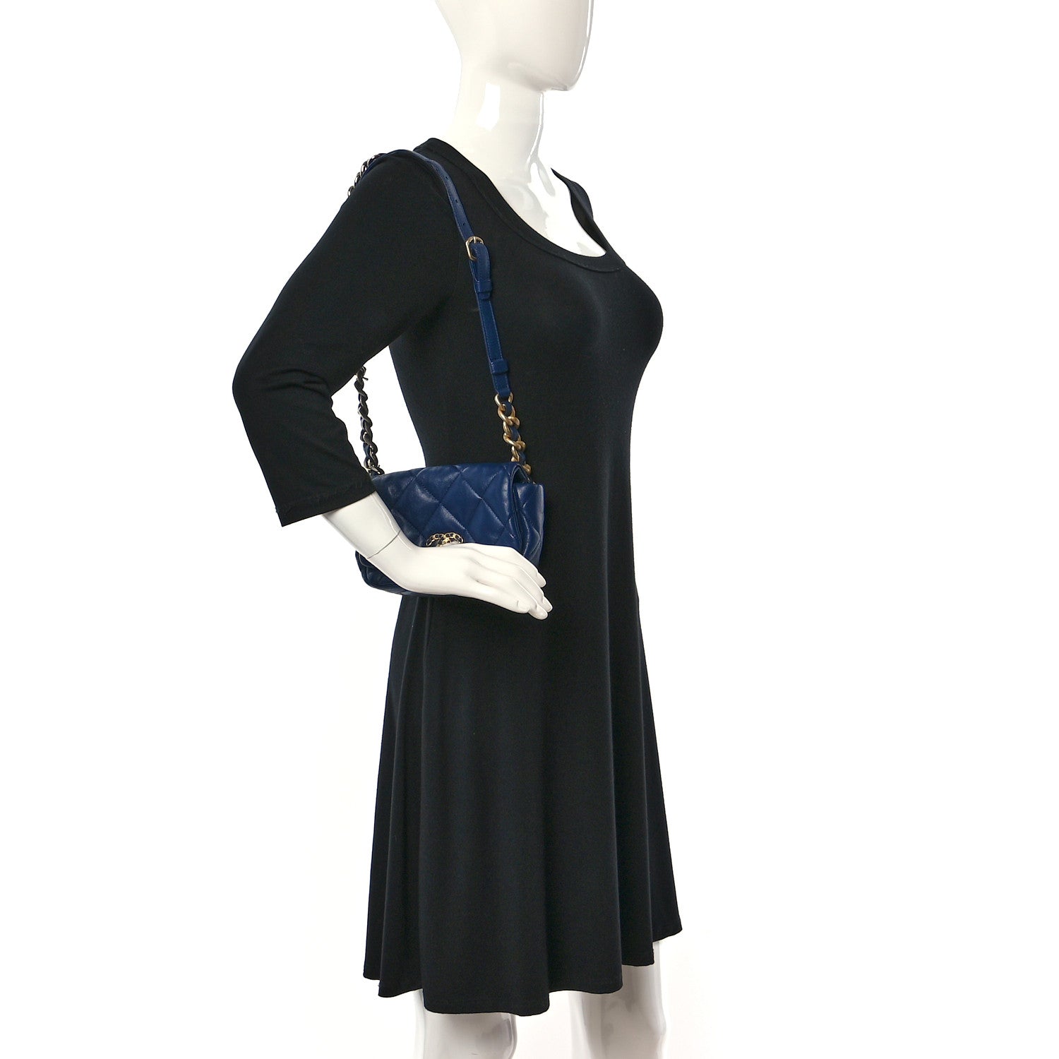 Chanel Goatskin Quilted Chanel 19 Waist Bag Dark Blue 2 of 11