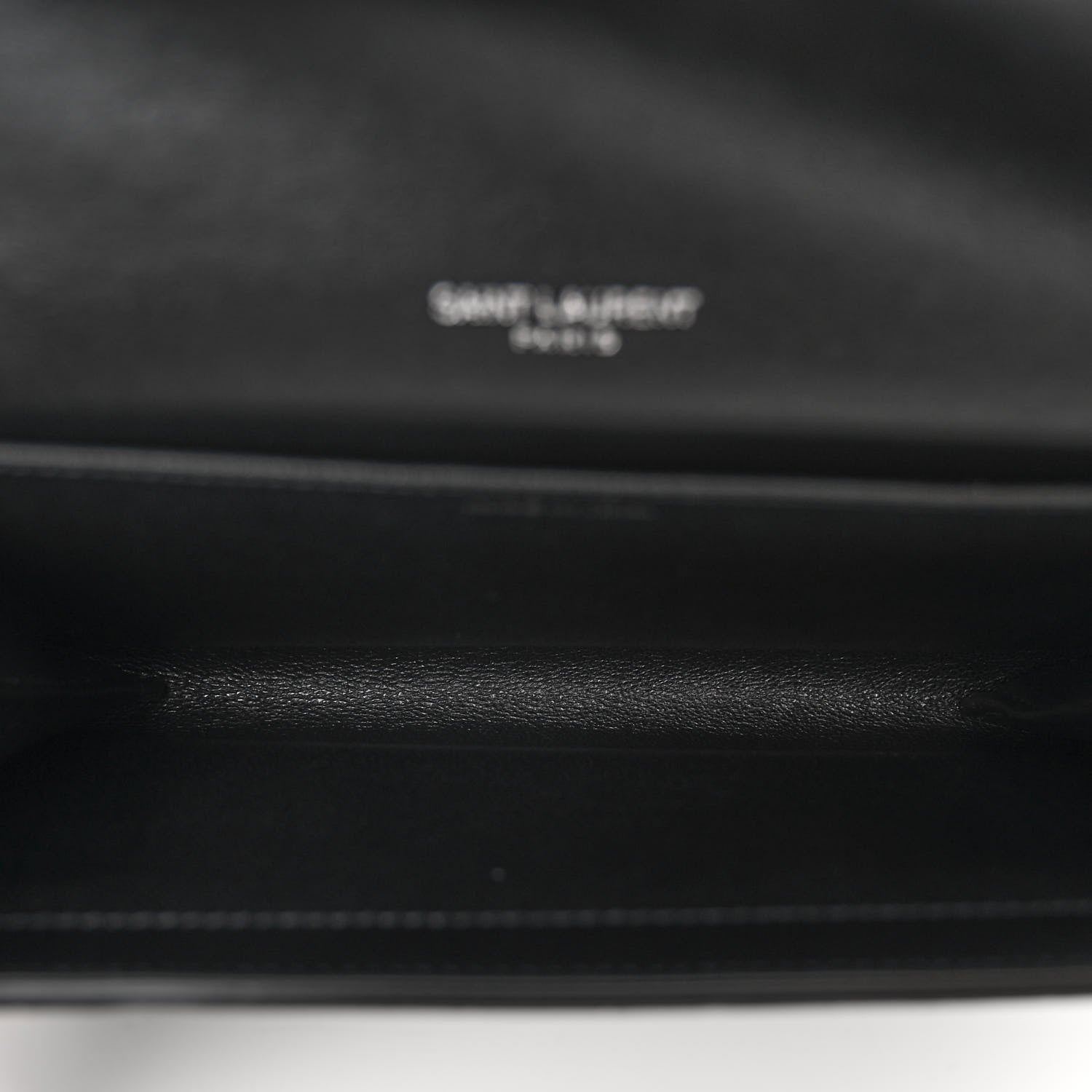 Saint Laurent Calfskin Crocodile Embossed Monogram Uptown Chain Wallet Black 6 of 11