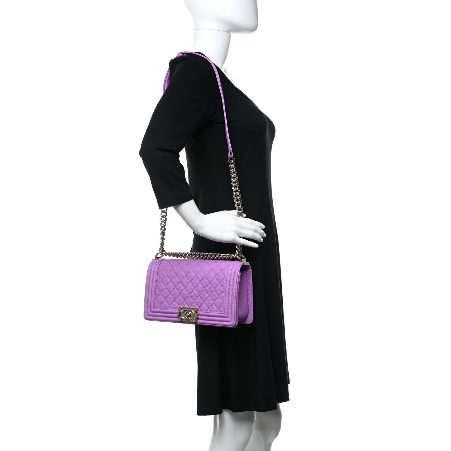 Chanel Caviar Quilted Medium Boy Flap Purple 2 of 12