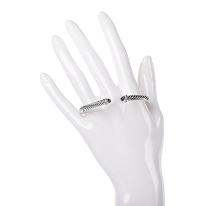 David Yurman Sterling Silver Diamond Amethyst 5mm Cable Classics Bracelet 4 of 8