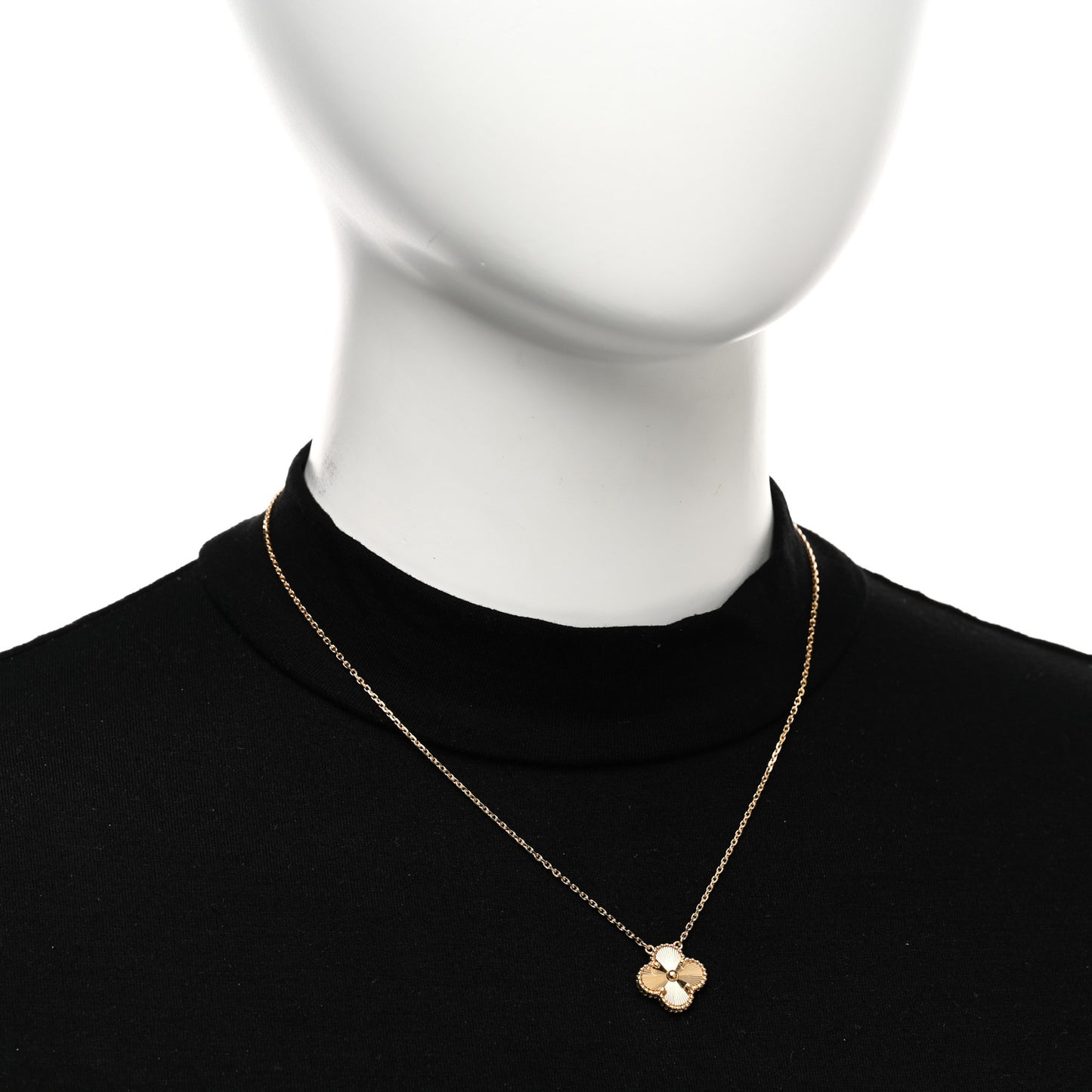 18K Yellow Gold Guilloché Vintage Alhambra Pendant Necklace