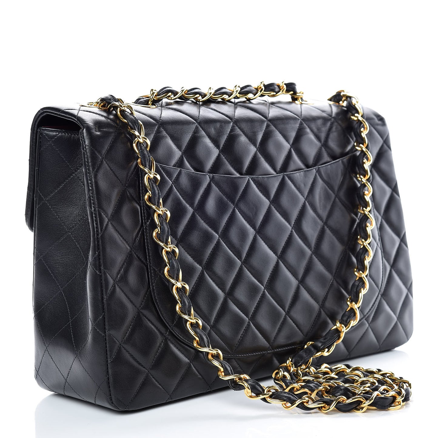 Lambskin Quilted XL Jumbo Single Flap Black