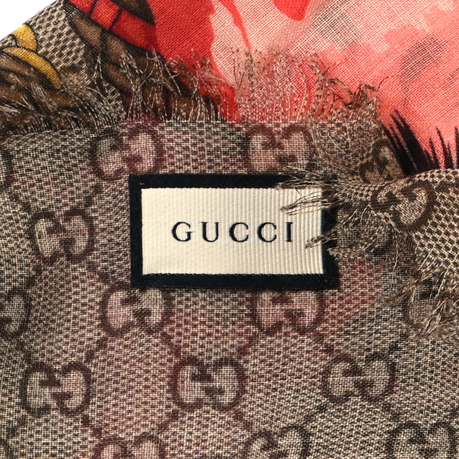 Gucci Wool Jacquard GG Monogram Big Panshie Fringe Shawl Roseate Beige 3 of 3