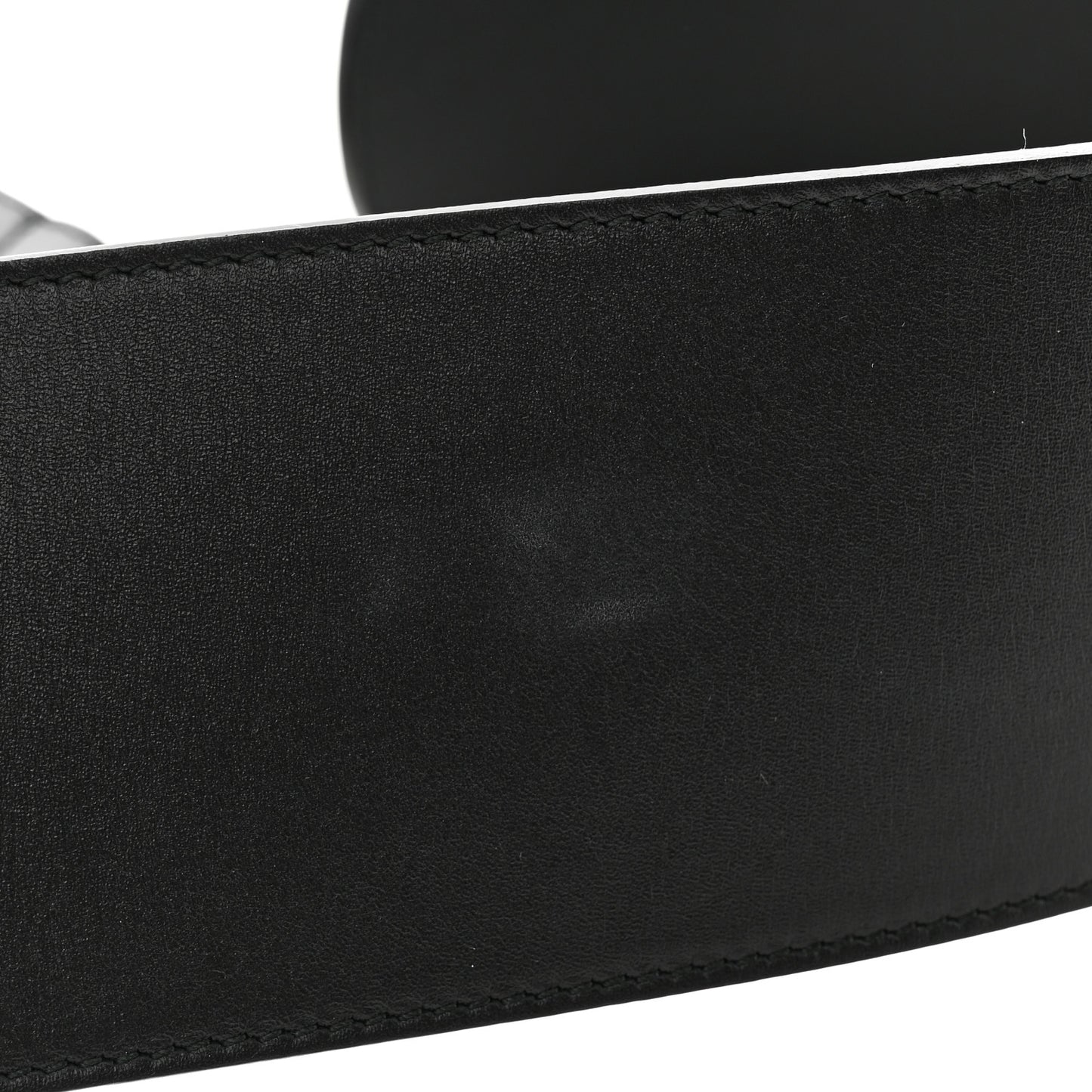 Moon Calfskin Pearl Double G 70mm Belt 80 32 Black Cream