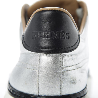 Hermes Metallic Nappa Polo Sneakers 38 Argent Black 9 of 17