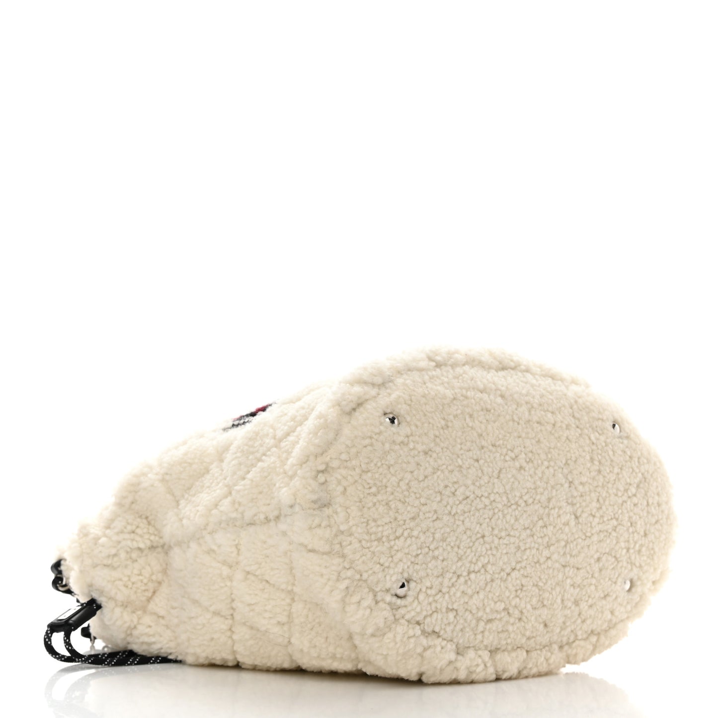 Shearling Sheepskin Tweed Large Coco Neige Tote White Black