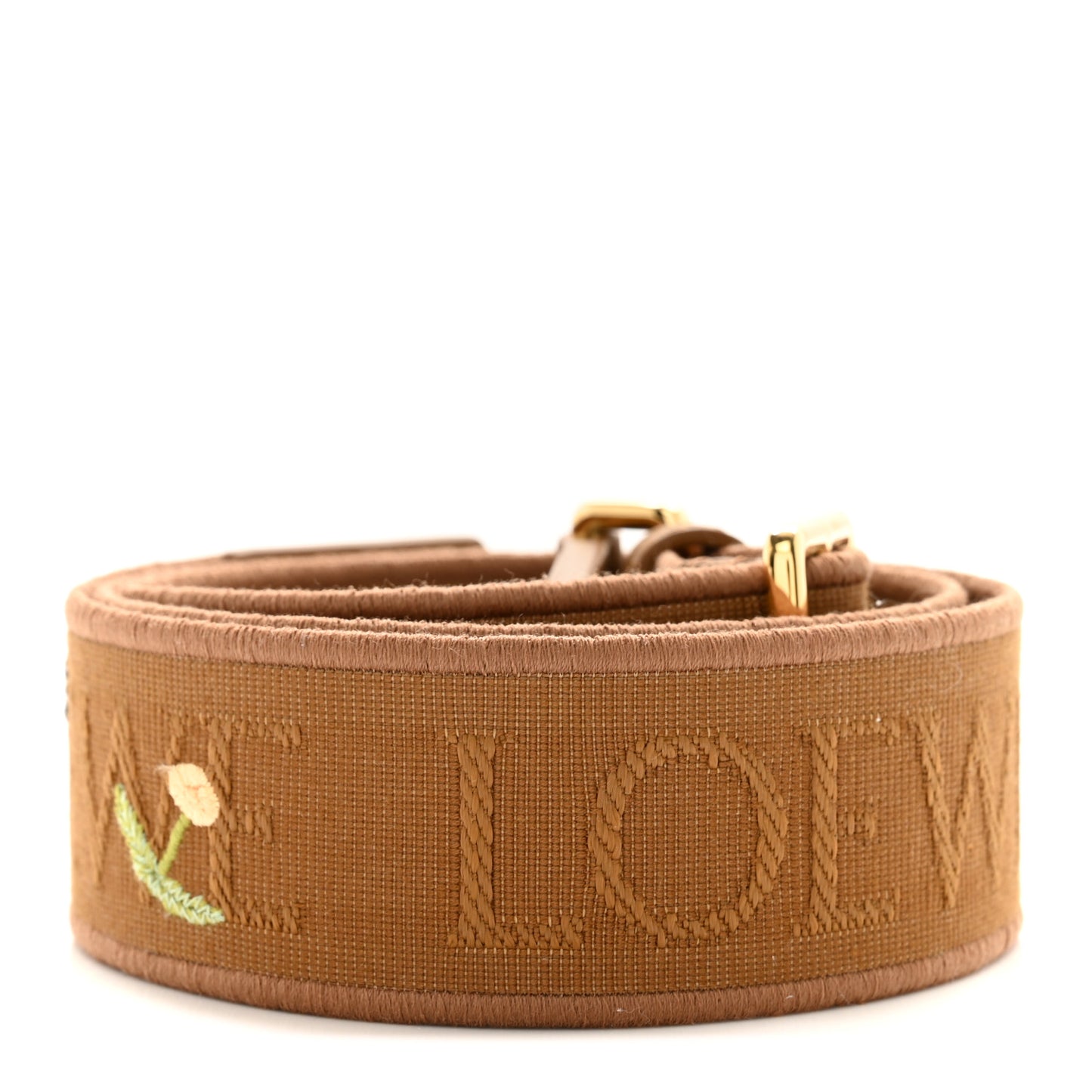X SUNA FUJITA Calfskin Lemur Jacquard Anagram Strap Brown