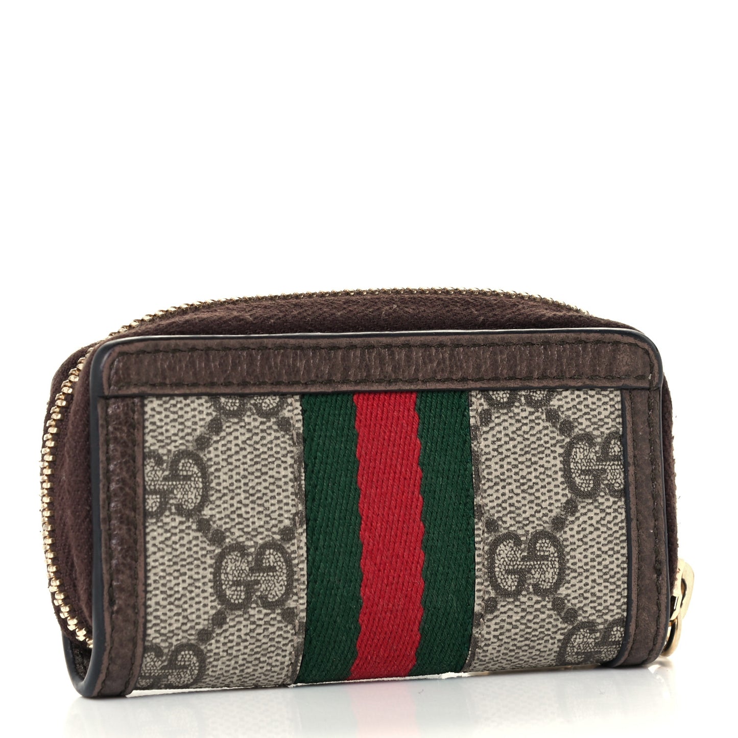 GG Supreme Monogram Web Ophidia Zip Around Key Case Beige New Acero