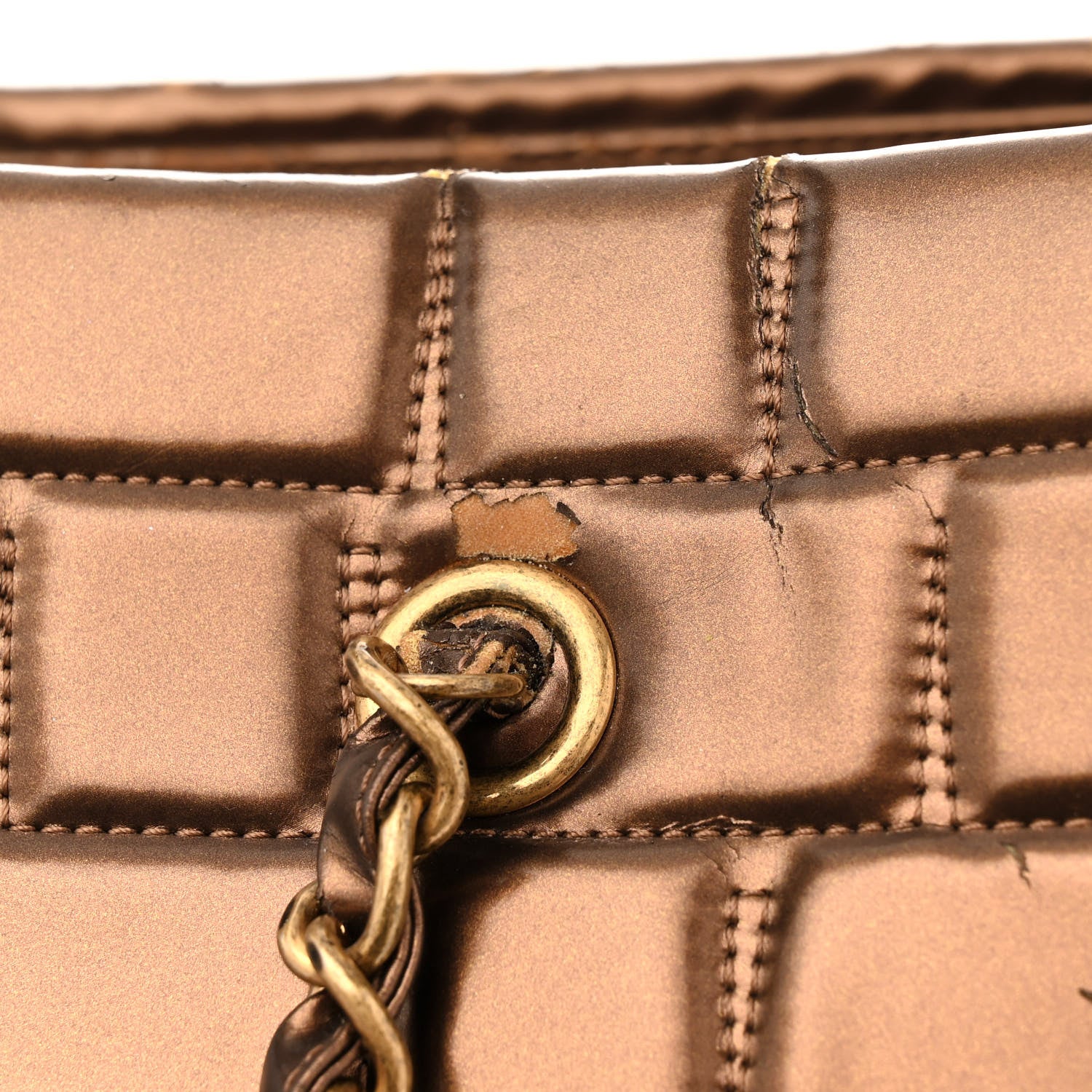 Chanel Vinyl Quilted Large Frozen Tote Bronze 13 of 23