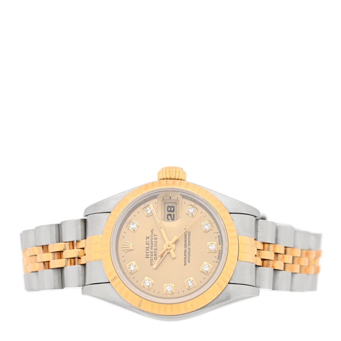 Stainless Steel 18K Yellow Gold Diamond 26mm Oyster Perpetual Datejust Watch Champagne 69173