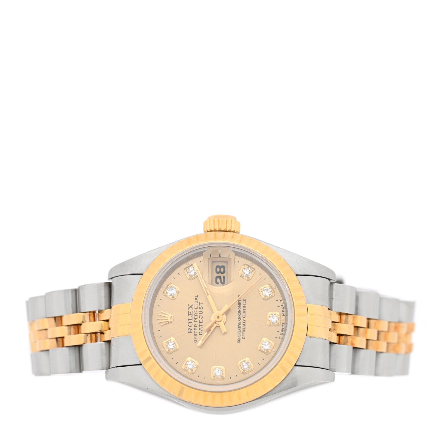Rolex Stainless Steel 18K Yellow Gold Diamond 26mm Oyster Perpetual Datejust Watch Champagne 69173 2 of 4