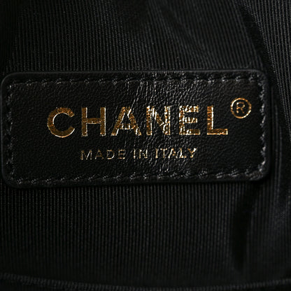 Chanel Sheepskin Chevron Quilted Drawstring Bag Black 6 of 10
