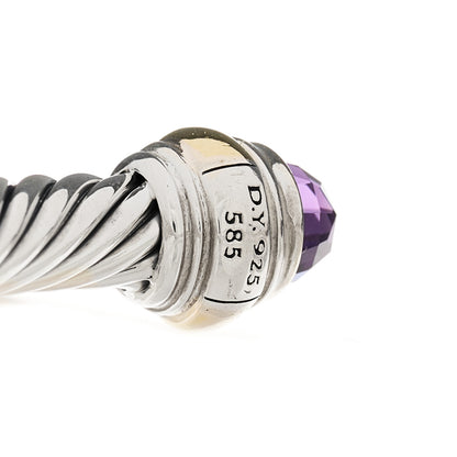 David Yurman Sterling Silver 14K Yellow Gold Amethyst 5mm Cable Classics Bracelet 4 of 4