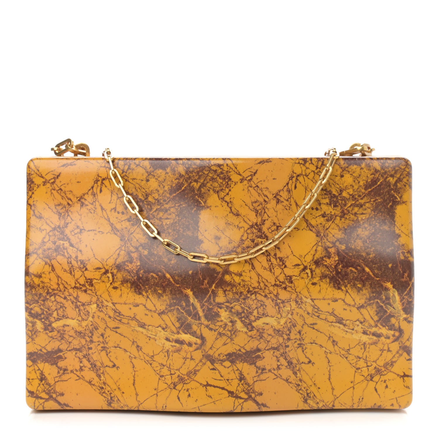 Bottega Veneta Spazzolato Calfskin Chain Clutch Gold Marble 1 of 11
