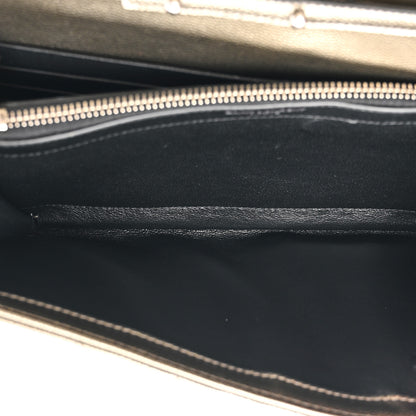 Saint Laurent Metallic Grain De Poudre Matelasse Chevron Monogram Chain Wallet Piombo 5 of 12