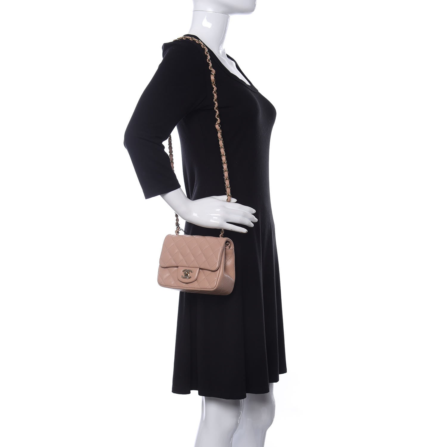 Chanel Lambskin Quilted Mini Square Flap Beige 2 of 11