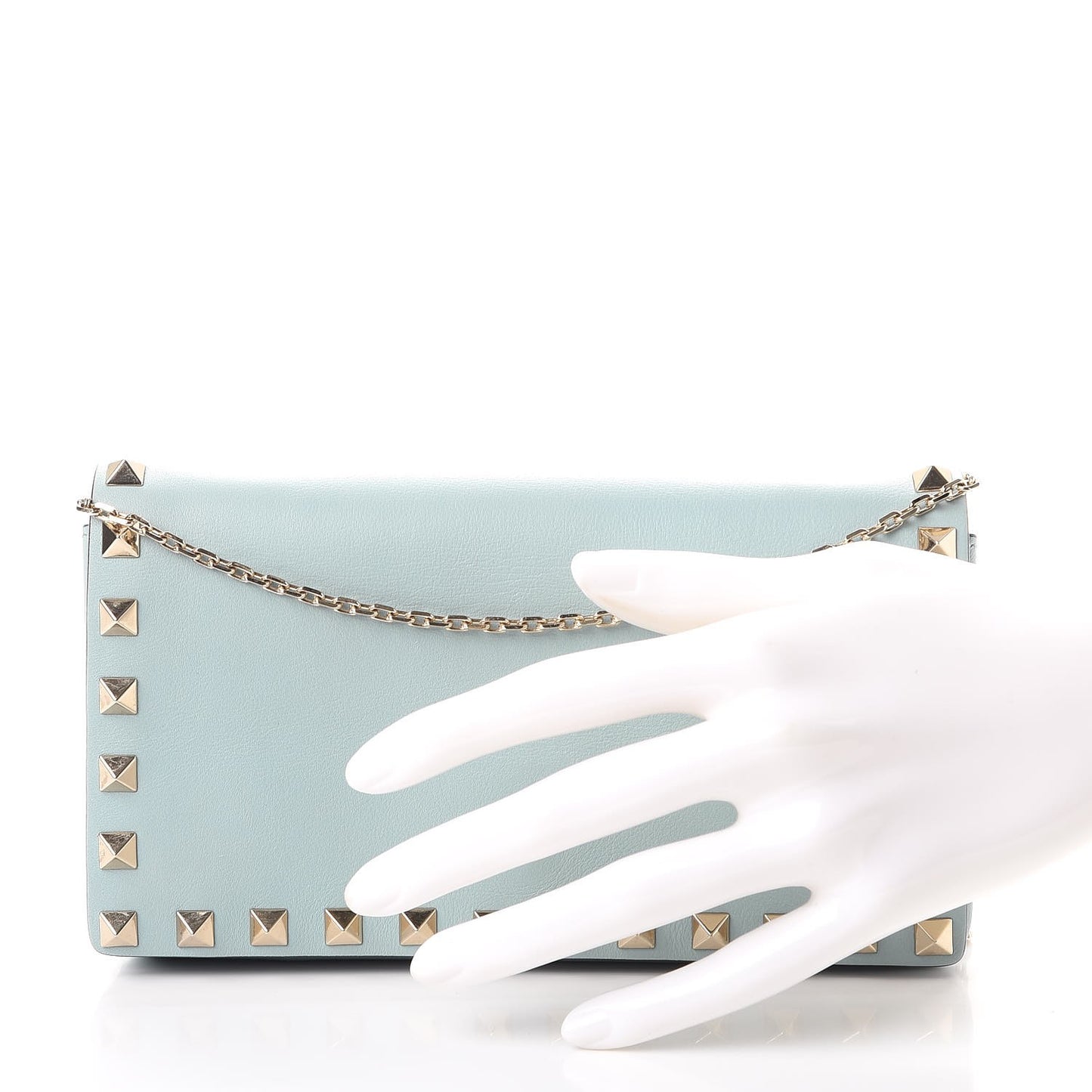 Vitello Small Rockstud Chain Flap Crossbody Bag Blue