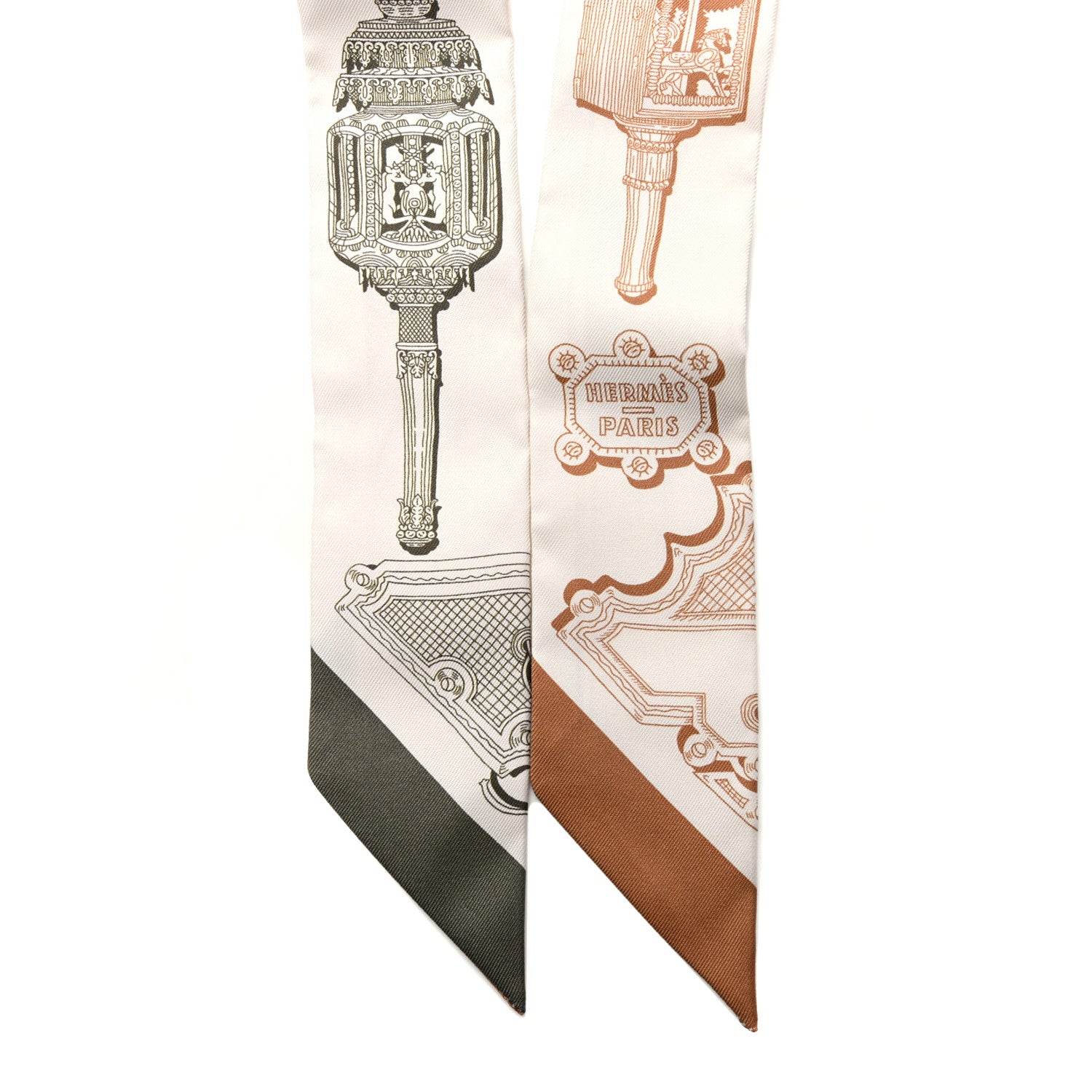 Hermes Silk Merveilleuses Lanternes Twilly Creme Caramel Kaki 2 of 4