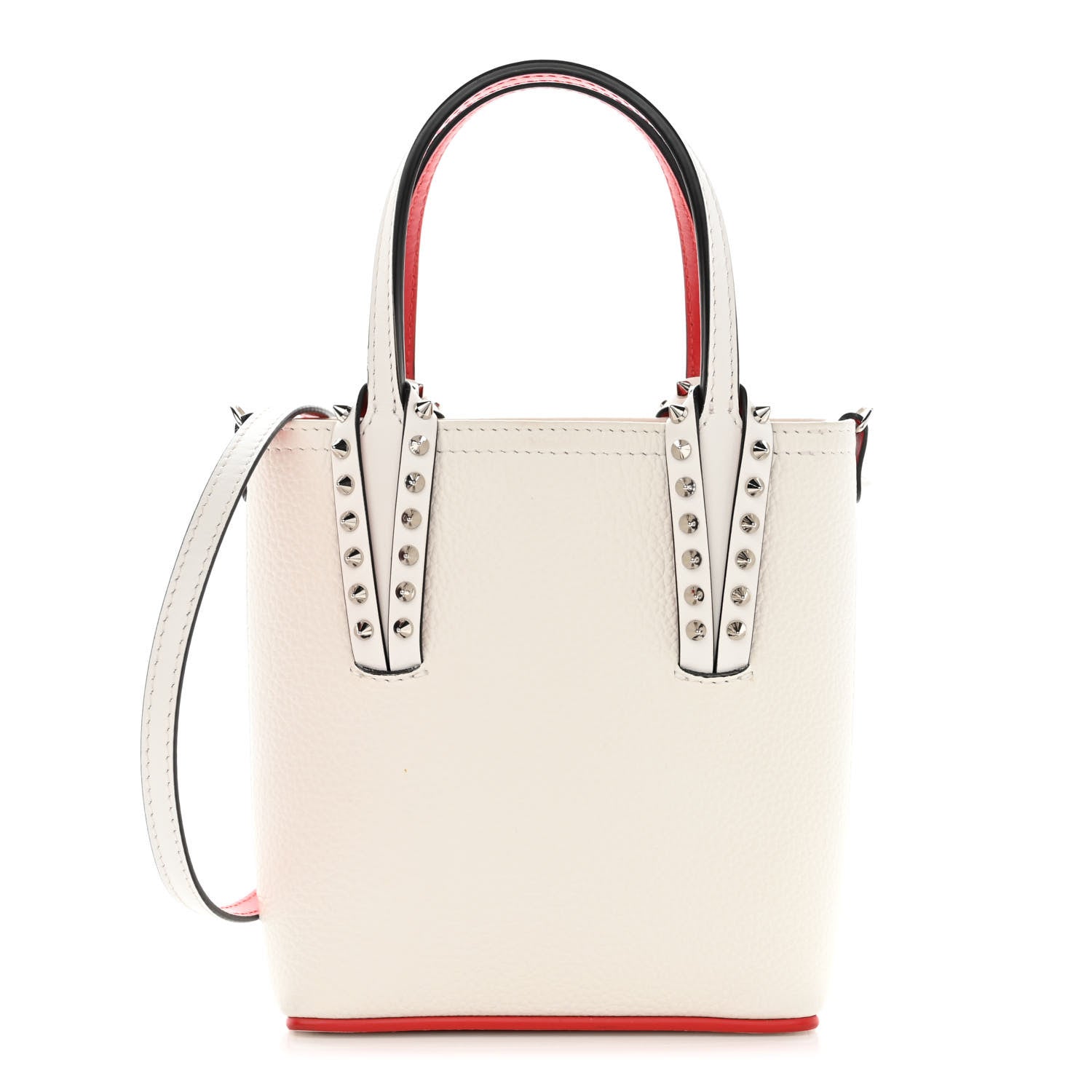 Christian Louboutin Calfskin Spikes Mini North South Cabata Tote White 1 of 12