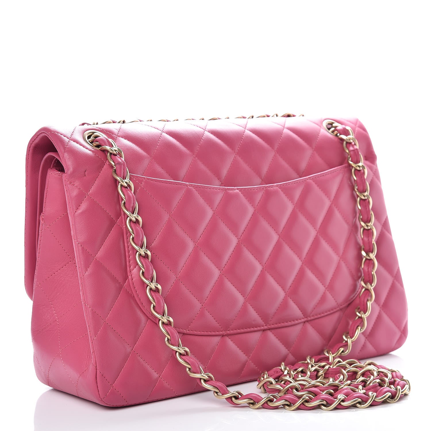 Chanel Lambskin Quilted Jumbo Double Flap Dark Pink 4 of 19
