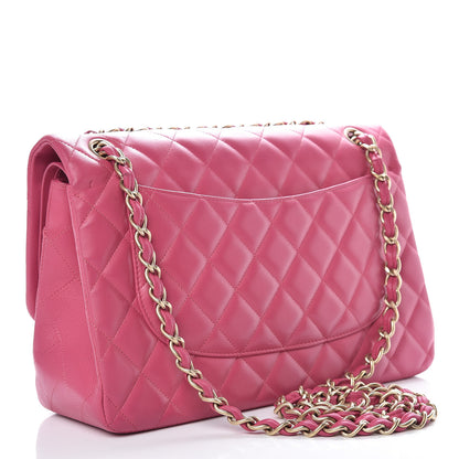 Chanel Lambskin Quilted Jumbo Double Flap Dark Pink 4 of 19