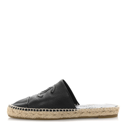 Chanel Calfskin CC Espadrille Mules 39 Black 1 of 12