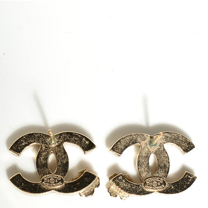 Chanel Enamel CC Clover Earrings Black Gold 3 of 4