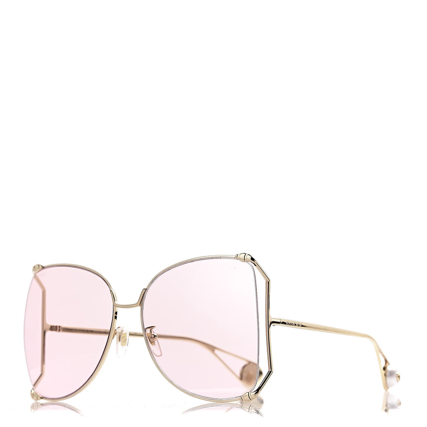 Metal Oversized Round Sunglasses GG0252S Gold Pink