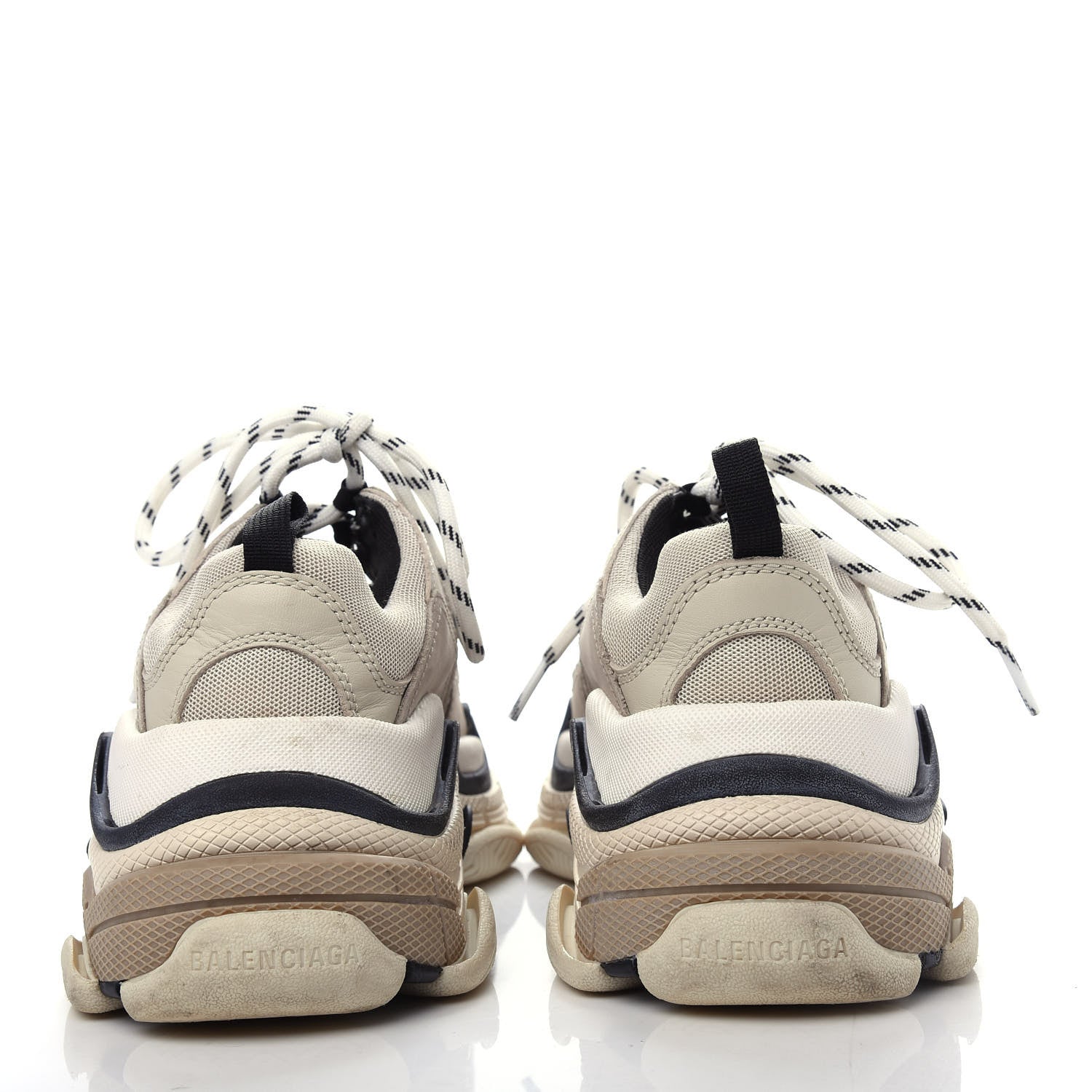 Balenciaga Fabric Mesh Womens Triple S Sneakers 37 Beige Black 7 of 10