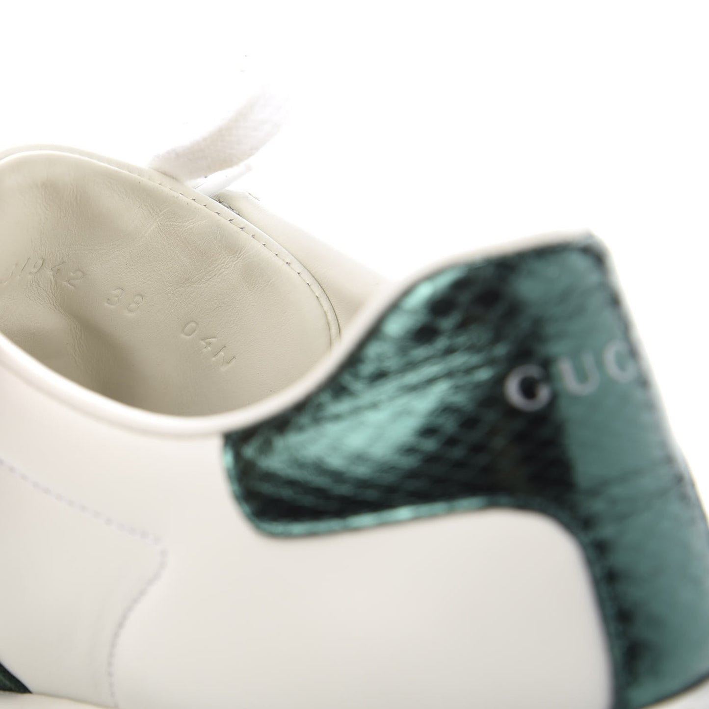 Calfskin Ayers Bee Embroidered Womens Ace Sneakers 38 White Green