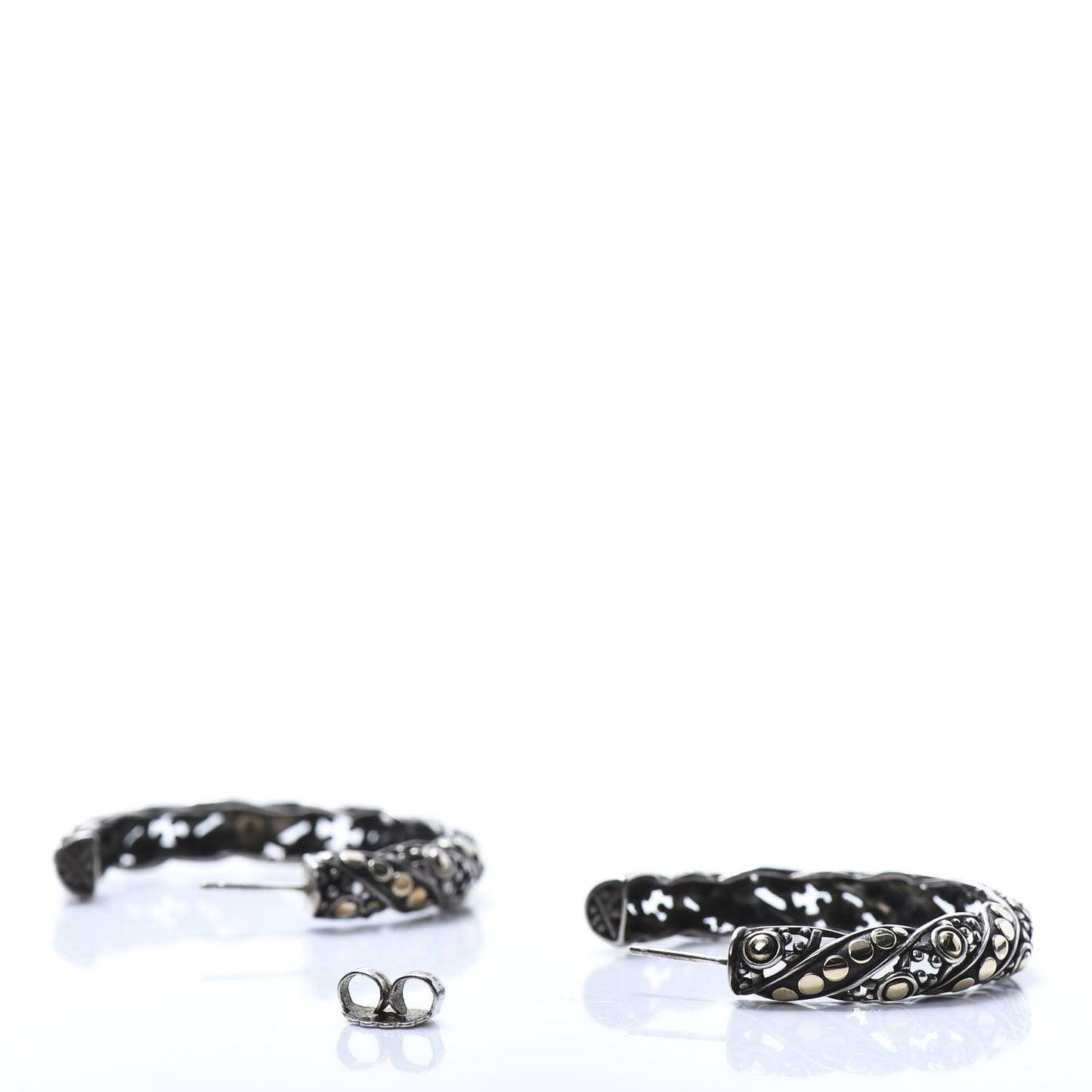 Sterling Silver 18K Yellow Gold Dots Hoop Earrings