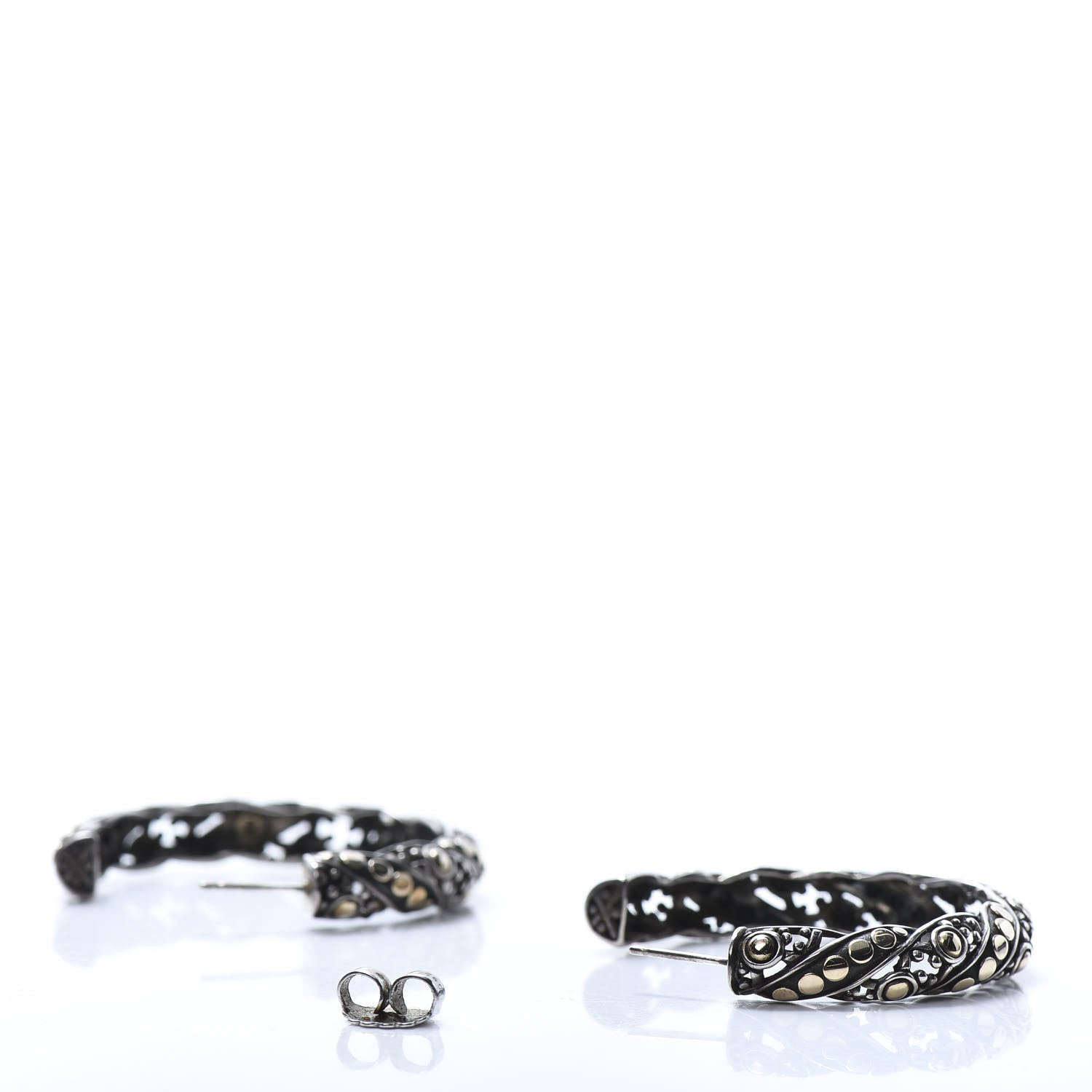 John Hardy Sterling Silver 18K Yellow Gold Dots Hoop Earrings 4 of 7