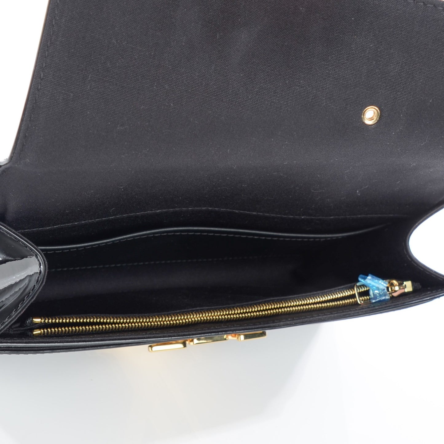 Patent Louise Clutch Black