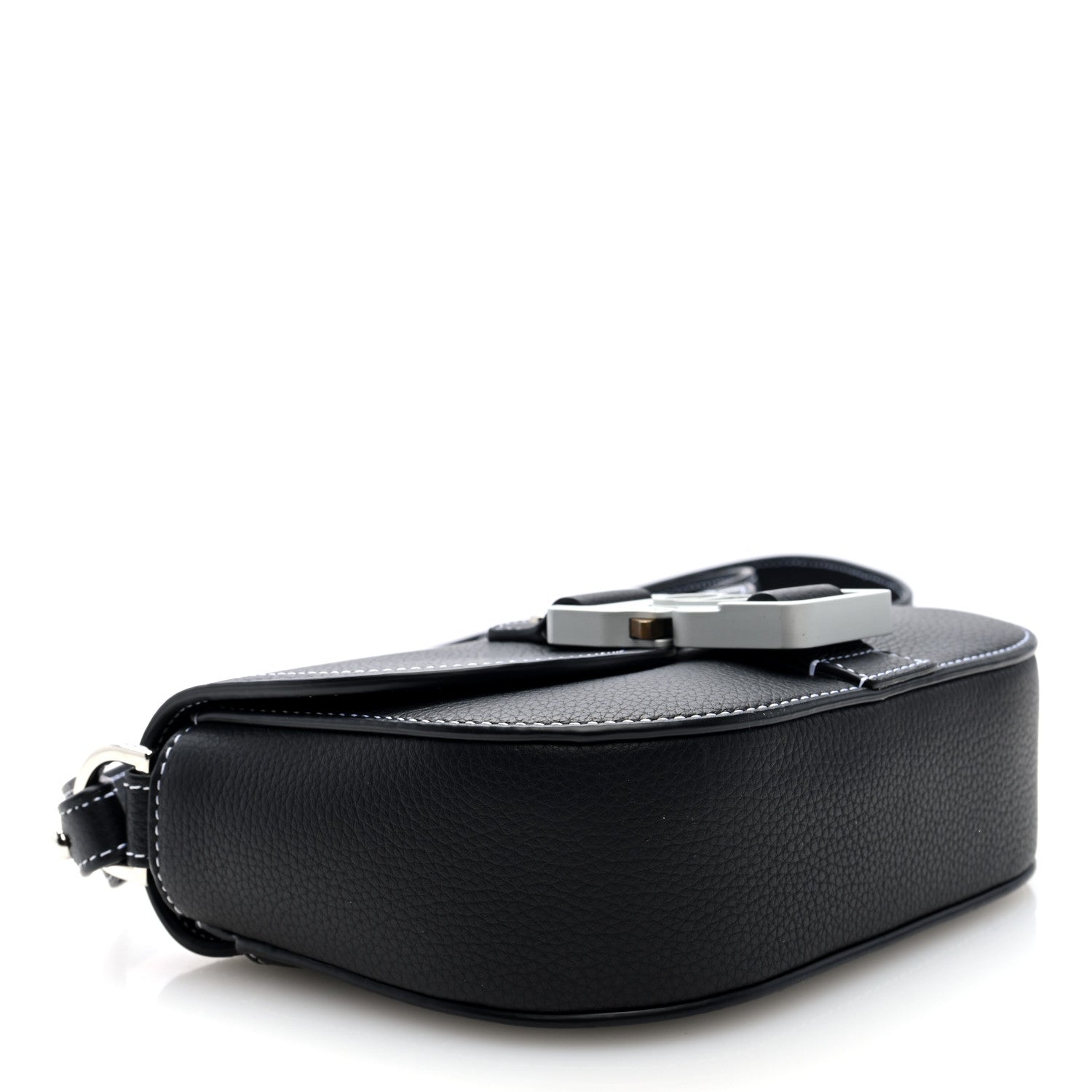 Christian Dior Grained Calfskin Saddle Pouch With Strap Black 4 of 10