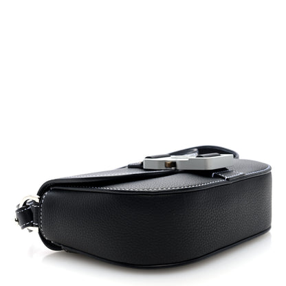Christian Dior Grained Calfskin Saddle Pouch With Strap Black 4 of 10