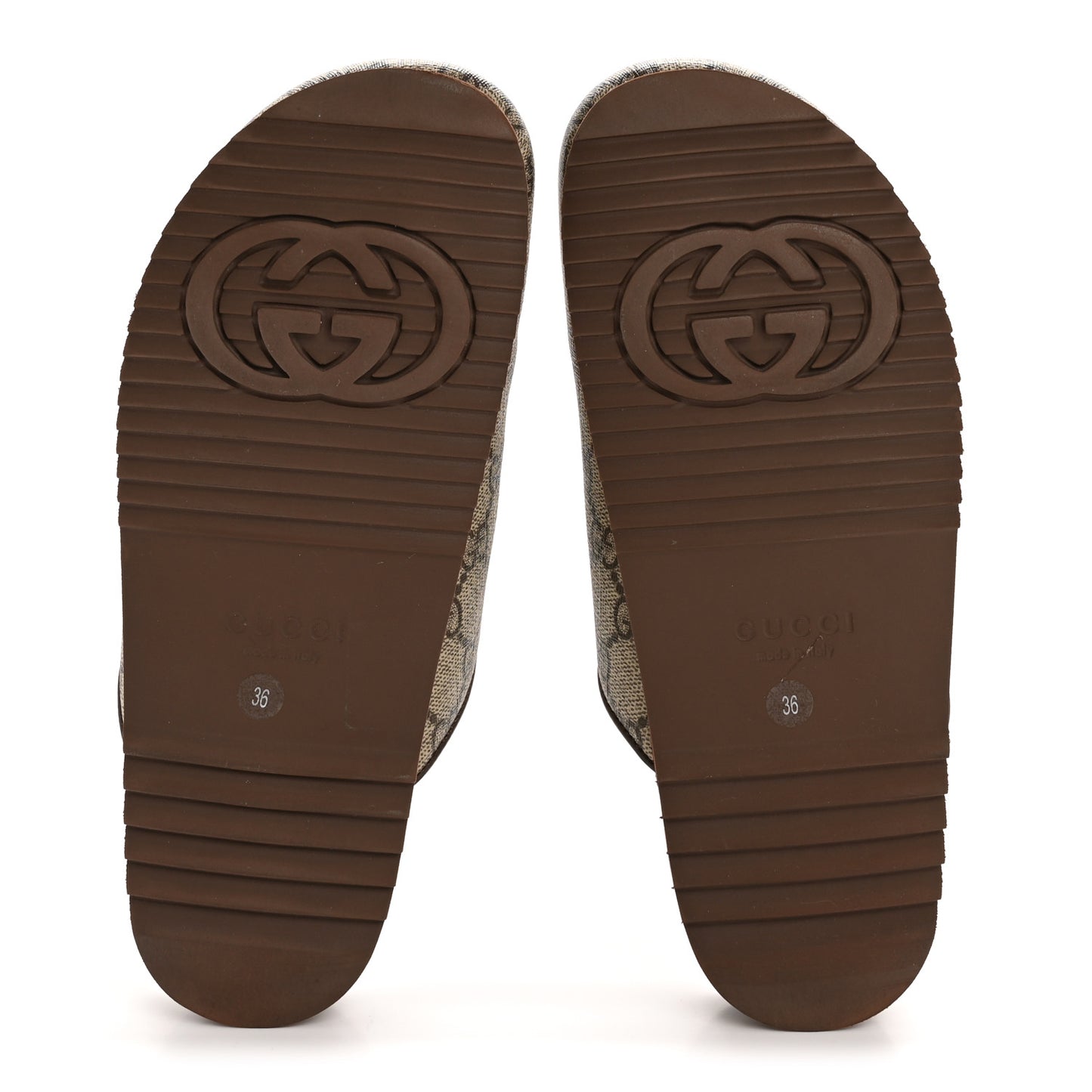 GG Supreme Monogram Miro Soft Calfskin Womens Horsebit Slippers 36 Beige Ebony New Acero