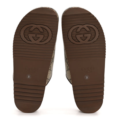Gucci GG Supreme Monogram Miro Soft Calfskin Womens Horsebit Slippers 36 Beige Ebony New Acero 6 of 11