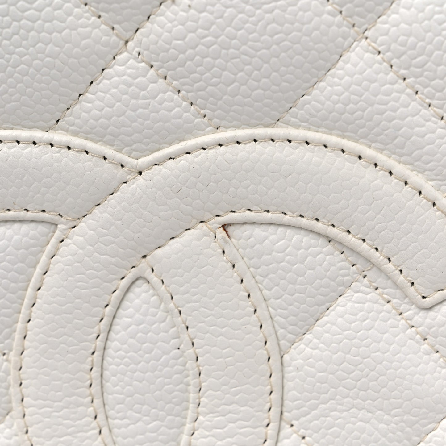 Caviar Quilted Petit Shopping Tote PST White