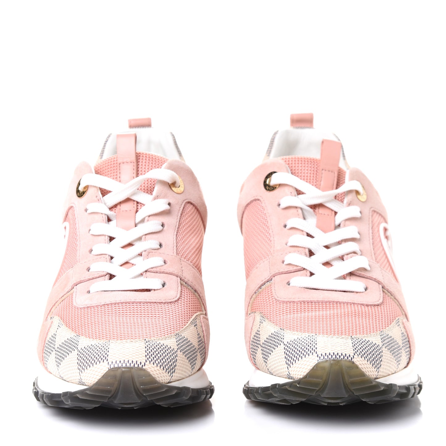 Suede Damier Azur Run Away Sneakers 37.5 Pink