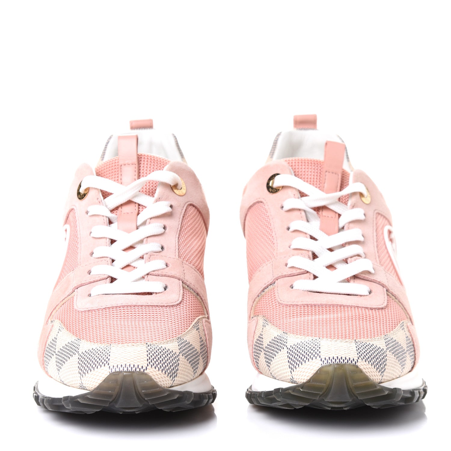 Louis Vuitton Suede Damier Azur Run Away Sneakers 37.5 Pink 4 of 8