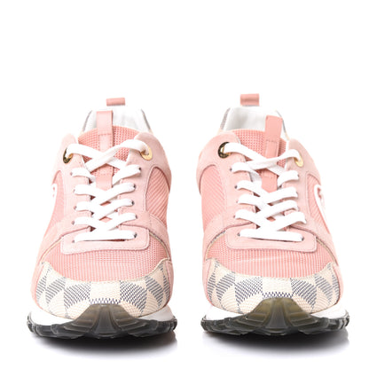 Louis Vuitton Suede Damier Azur Run Away Sneakers 37.5 Pink 4 of 8