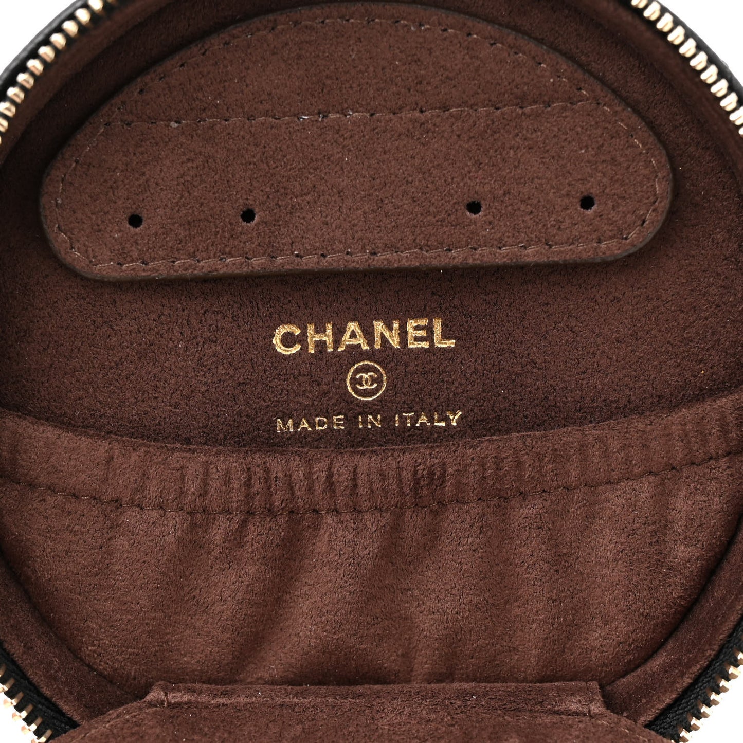 Caviar Quilted Round Top Handle Jewelry Case Black